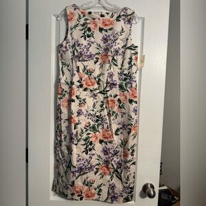 Talbots Sleeveless Floral Knee Length Dress in Pink, Peach & Purple